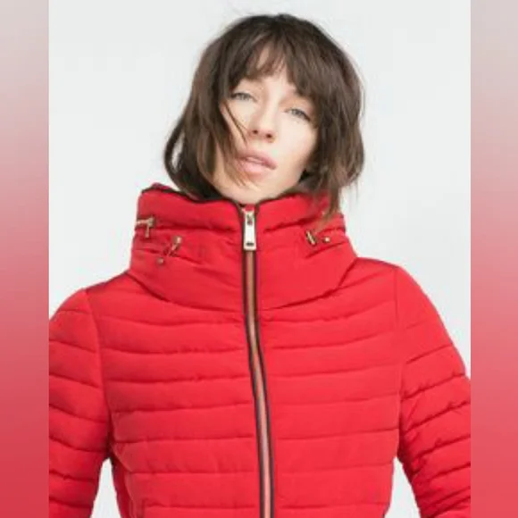 Zara Red Puffer Jacket - Picture 3 of 16